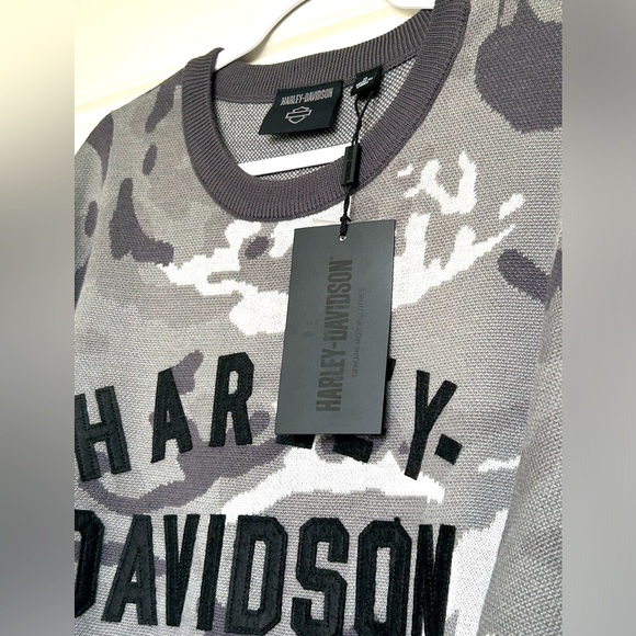NEW HARLEY DAVIDSON 96310-23VM Men's XL SWEATER GREY CAMO - Picture 4 of 8
